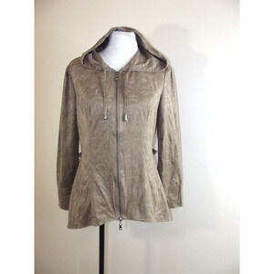 Miilla Womens Hooded Lightweight JACKET - LARGE - Snakeskin Print Full Zip NWT